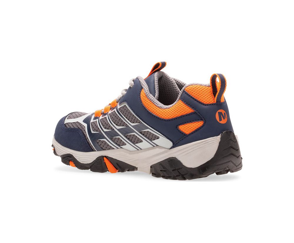 Merrell Hiking Shoes Navy/Grey/Orange - Moab FST Low Waterproof - Kids 64MPBTHVE